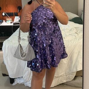 Princess Polly halter Purple sequin dress